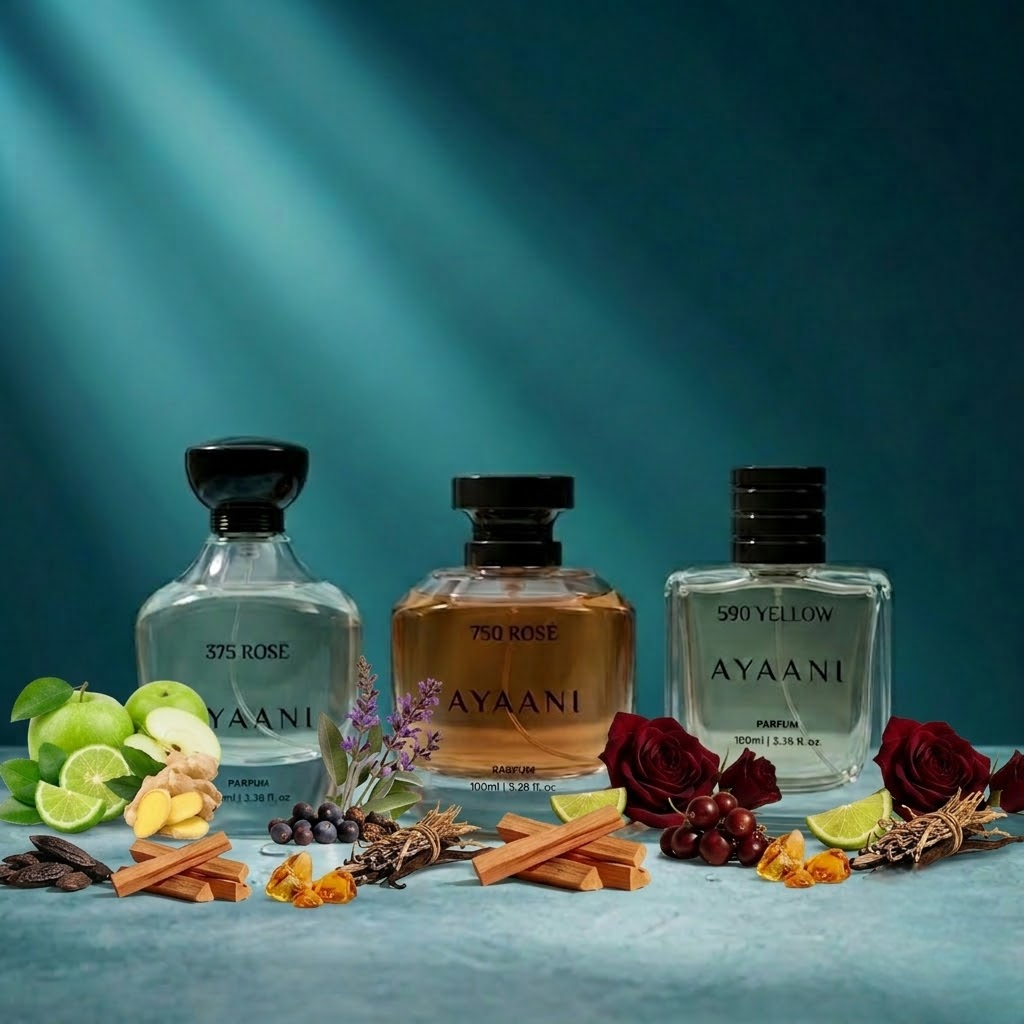 AYAANI Signature Trio – Pack of 3 590 Yellow, 750 Rosé & 375 Rosé Luxury Parfum Gift Set for Men & Women | 3 x 100ml