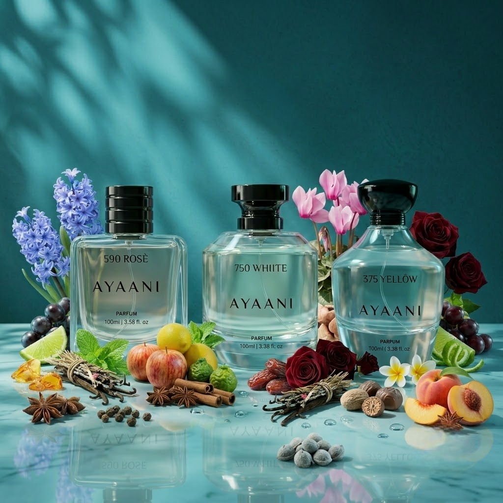 AYAANI Signature Trio – Pack of 3 590 Rosé, 375 Yellow & 750 White Luxury Parfum Gift Set for Men & Women | 3 x 100ml