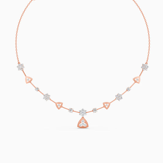 Floral Trillion Station Necklace