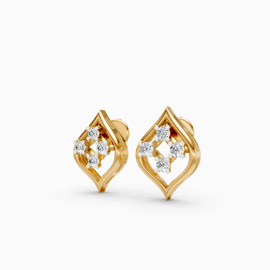 Ogee Frame Four-Stone Diamond Cluster Stud Earrings