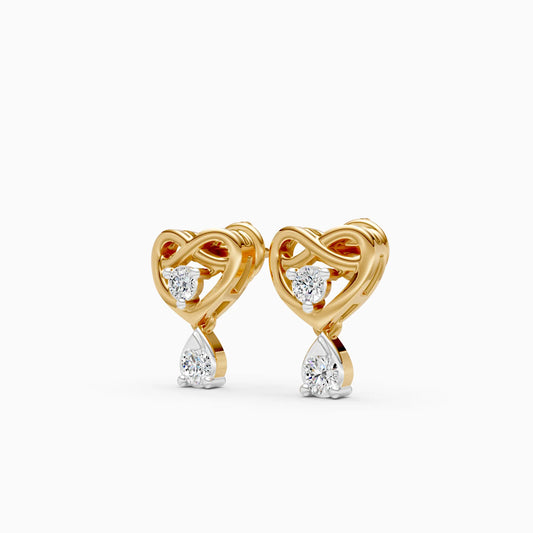 Infinity Heart Pear Drop Diamond Earrings