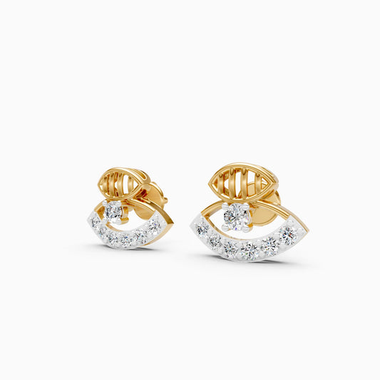 Evil Eye Leaf Accent Stud Earrings