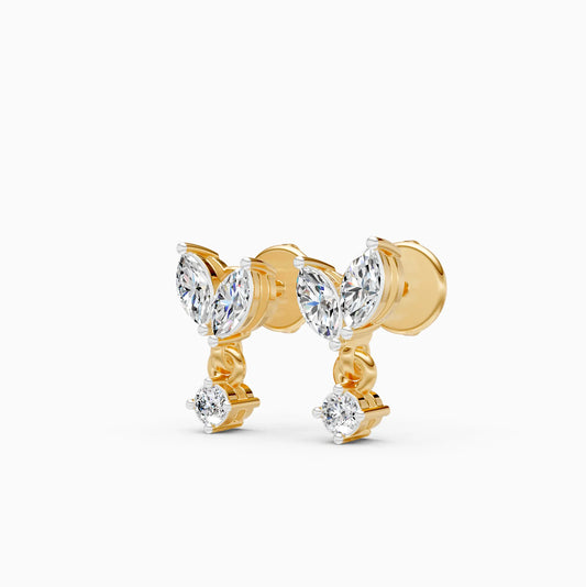 Twin Marquise Drop Stud Earrings