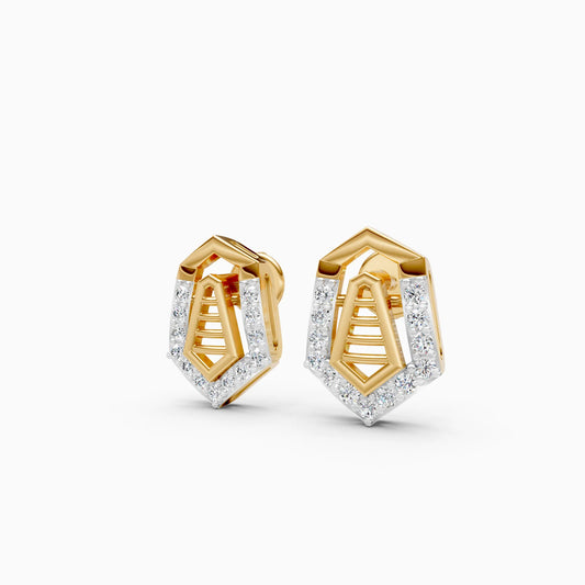 Geometric Shield Frame Stud Earrings