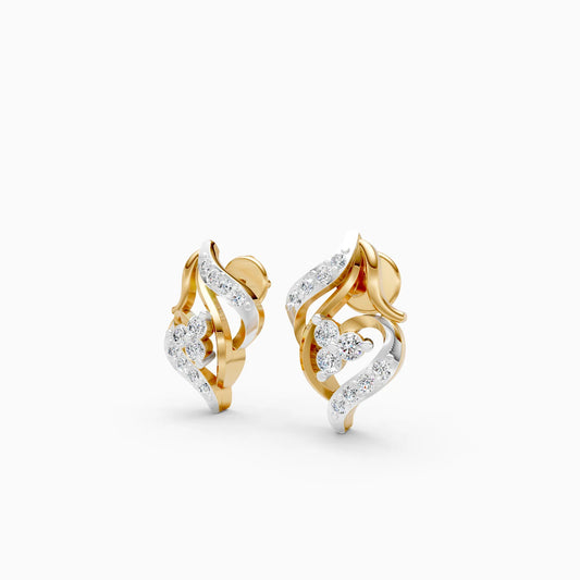 Floral Heart Swirl Stud Earrings