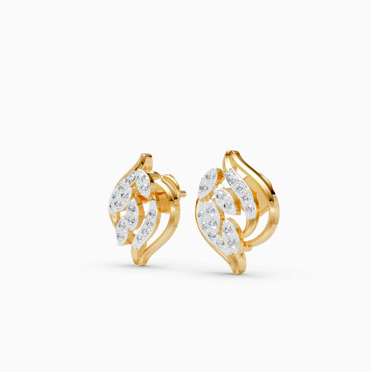 Cascading Leaf Diamond Stud Earrings