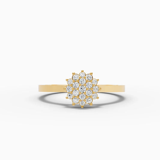 Oval Diamond Cluster Snowflake Ring
