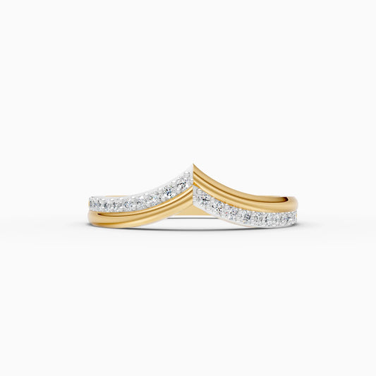 Double Band Chevron Pavé Ring