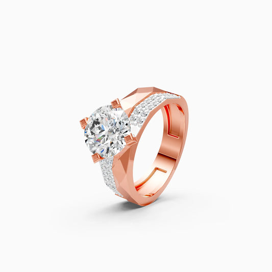 Round Faceted Solitaire Ring