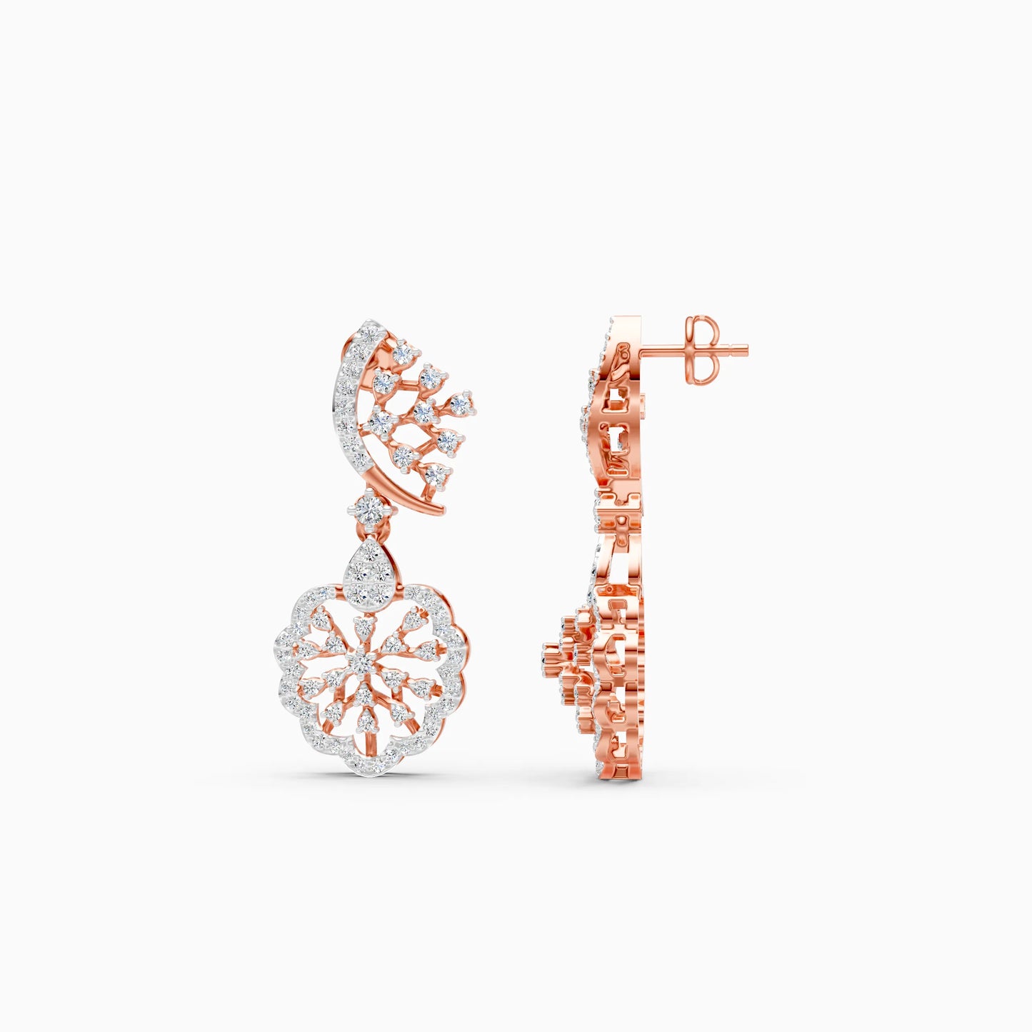 Diamond Rosette Drop Earrings