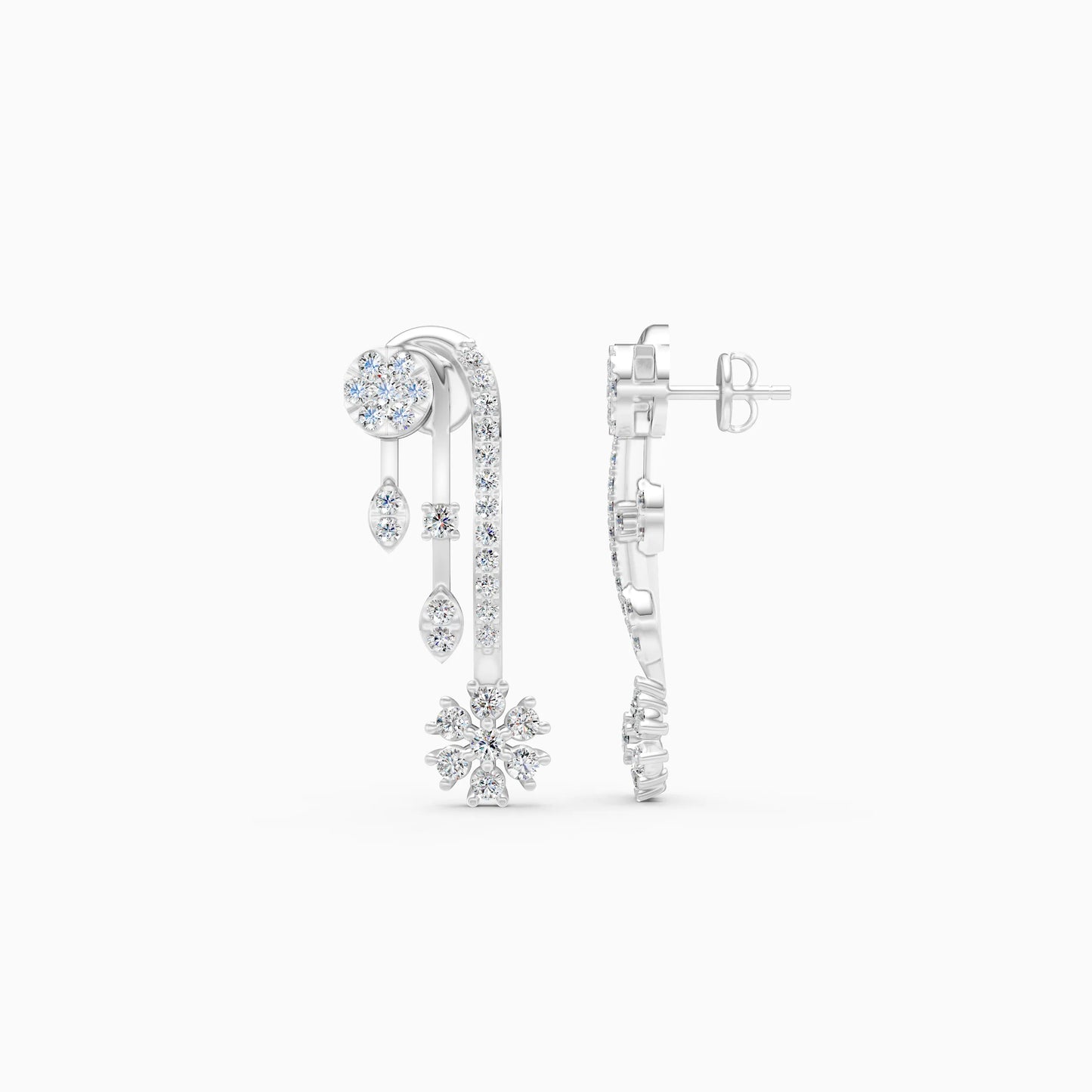 Diamond Cascade Snowflake Earrings