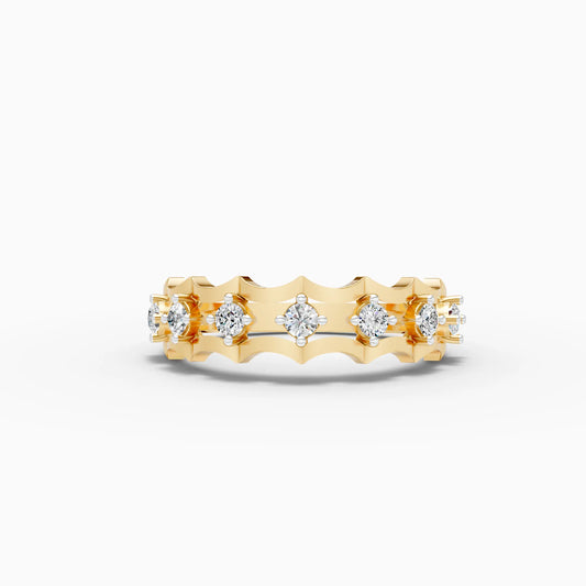 Double Crown Scallop Diamond Band Ring