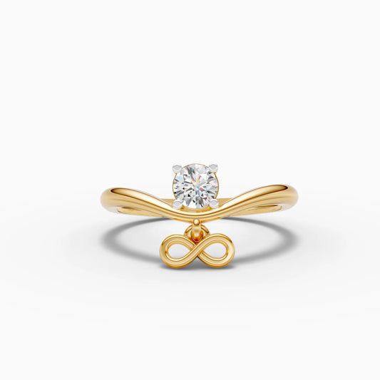 Diamond Solitaire Infinity Charm Ring