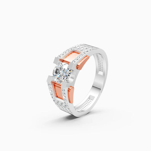 Two-Tone Geometric Band Ring