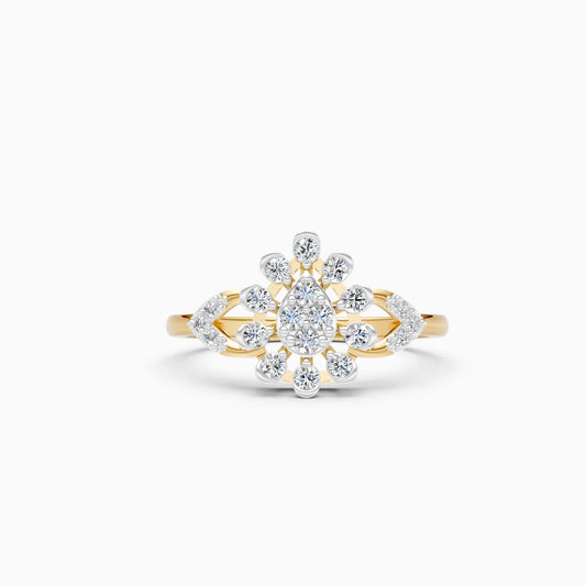 Diamond Snowflake Cluster Ring with Twisted Band
