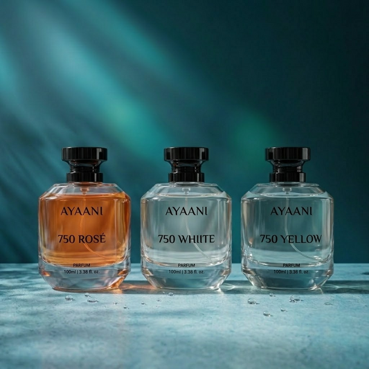 AYAANI 750 Discovery Trio – Pack of 3 Yellow, White & Rosé Luxury Parfum Gift Set for Men & Women | 3 x 100ml