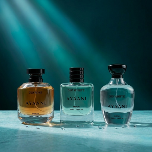 AYAANI Signature Trio – Pack of 3 750 Rosé, 375 White & 590 White Luxury Parfum Gift Set for Men & Women | 3 x 100ml