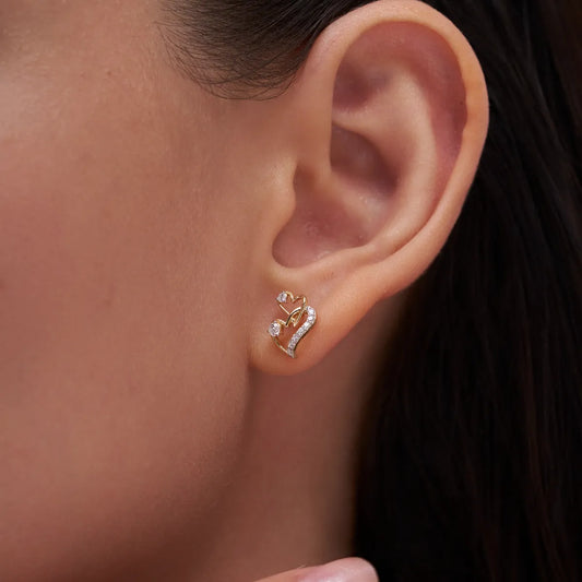 Double Heart Diamond Studs