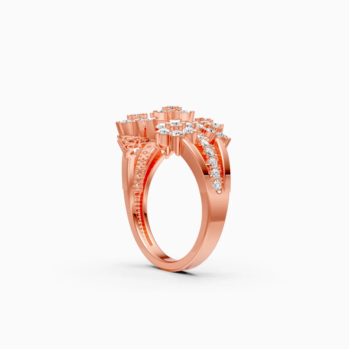Round Flower Style Cluster Engagement Ring