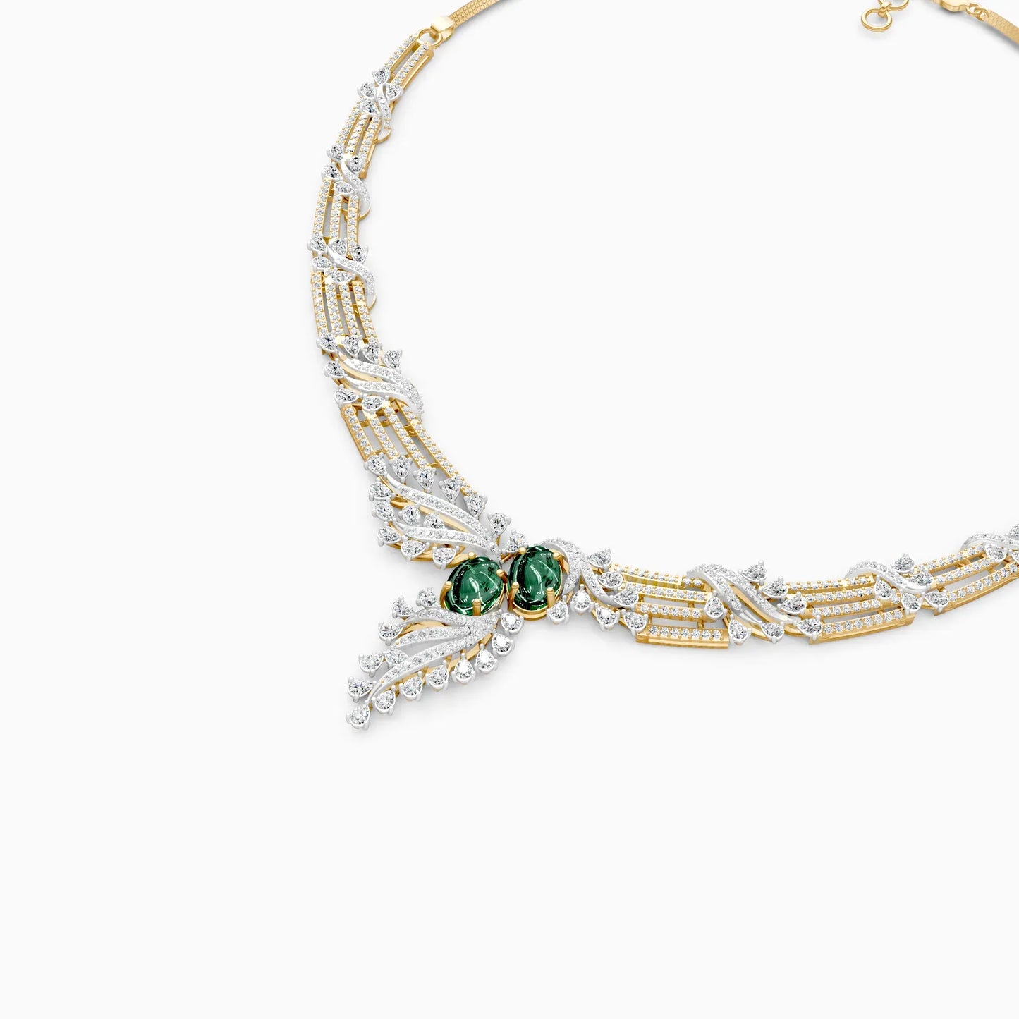 Leaf Shaped Gold Lab Diamond Necklace