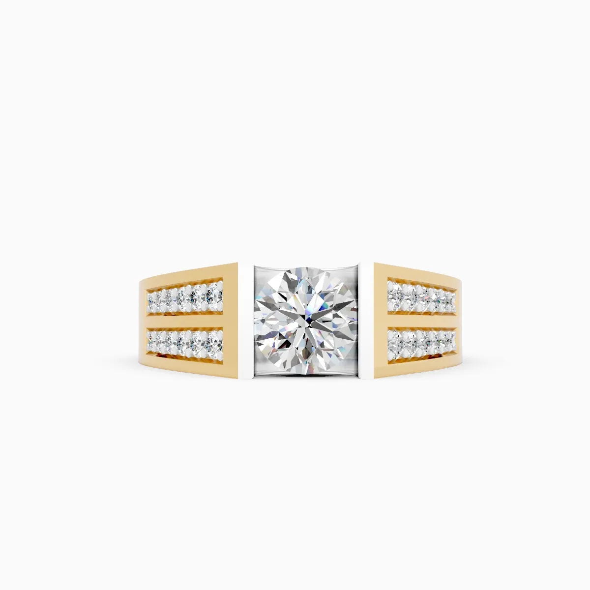 Elegant Men's Solitaire Diamond Ring With Stylistic Band