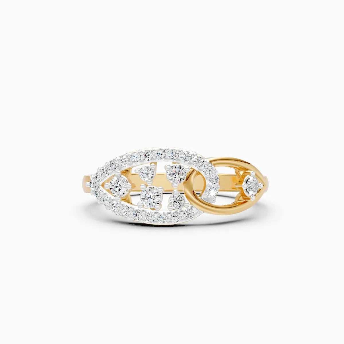 Interlink Teardrop Single Halo Engagement Ring