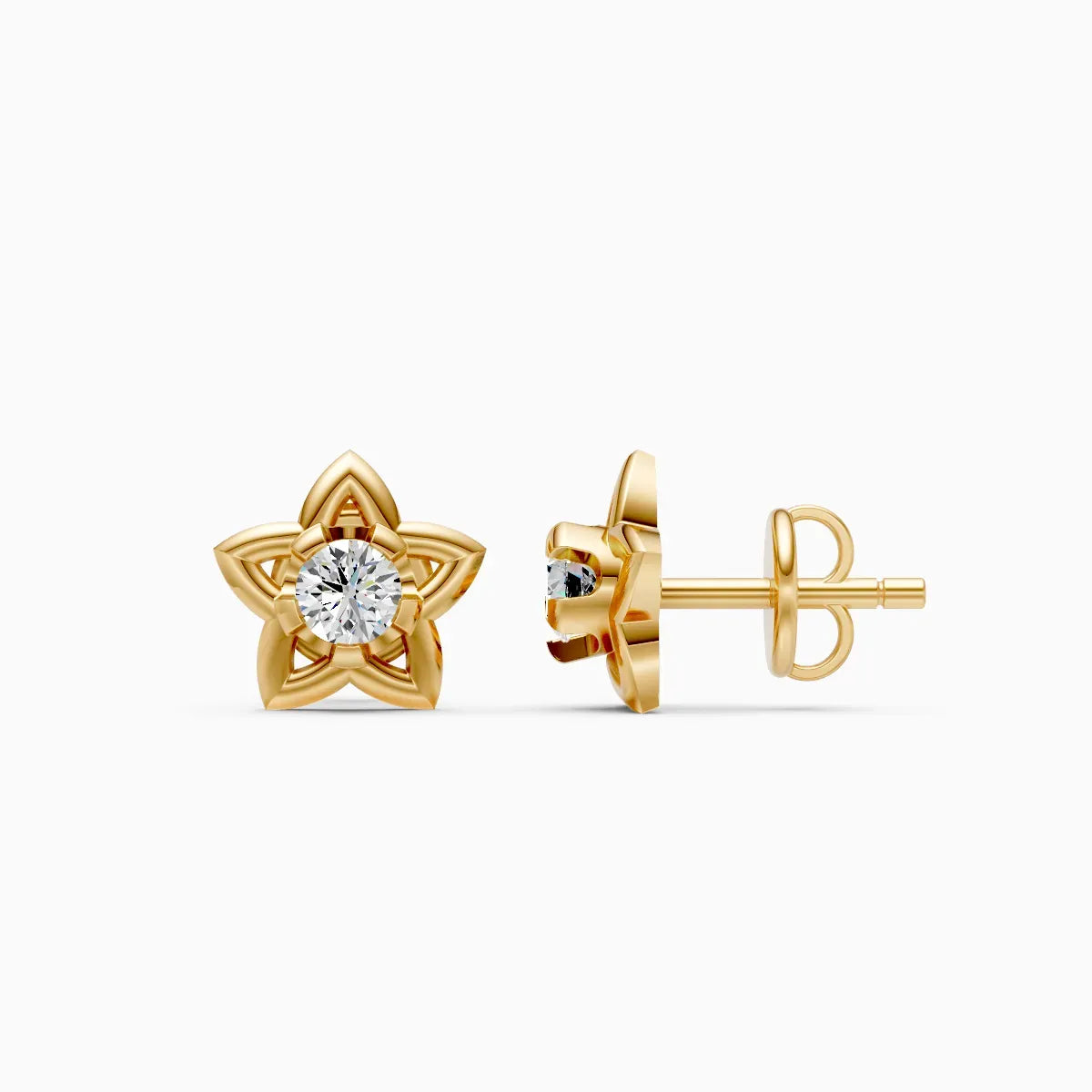 Floral Diamond Stud Earrings