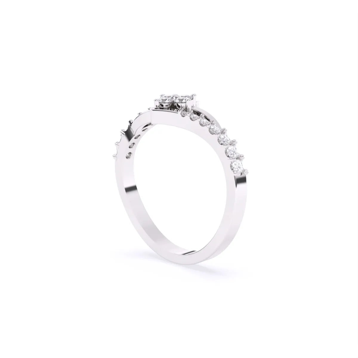 Flower Style Bypass Lab Diamond Engagement Ring