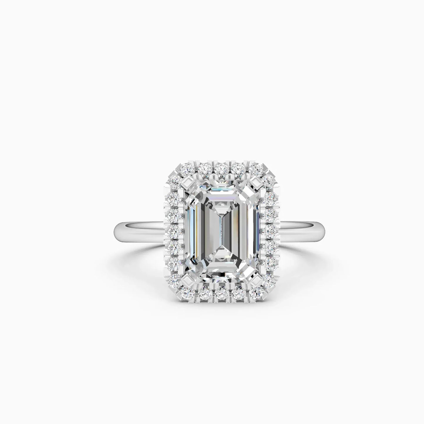 Emerald Halo Solitaire Diamond Ring