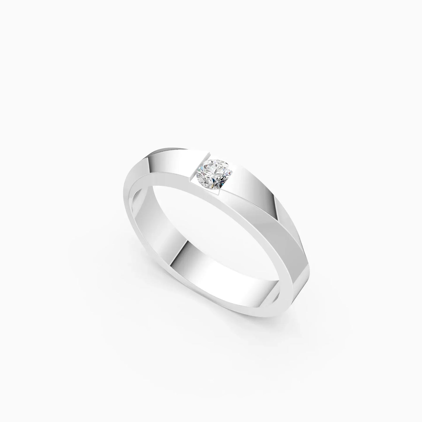 14kt Solitaire Round Lab Diamond Men's Ring