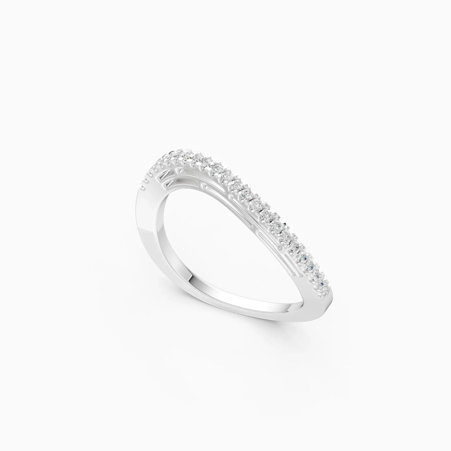 Minimalist Curve Shape Lab-Diamond Band Ring