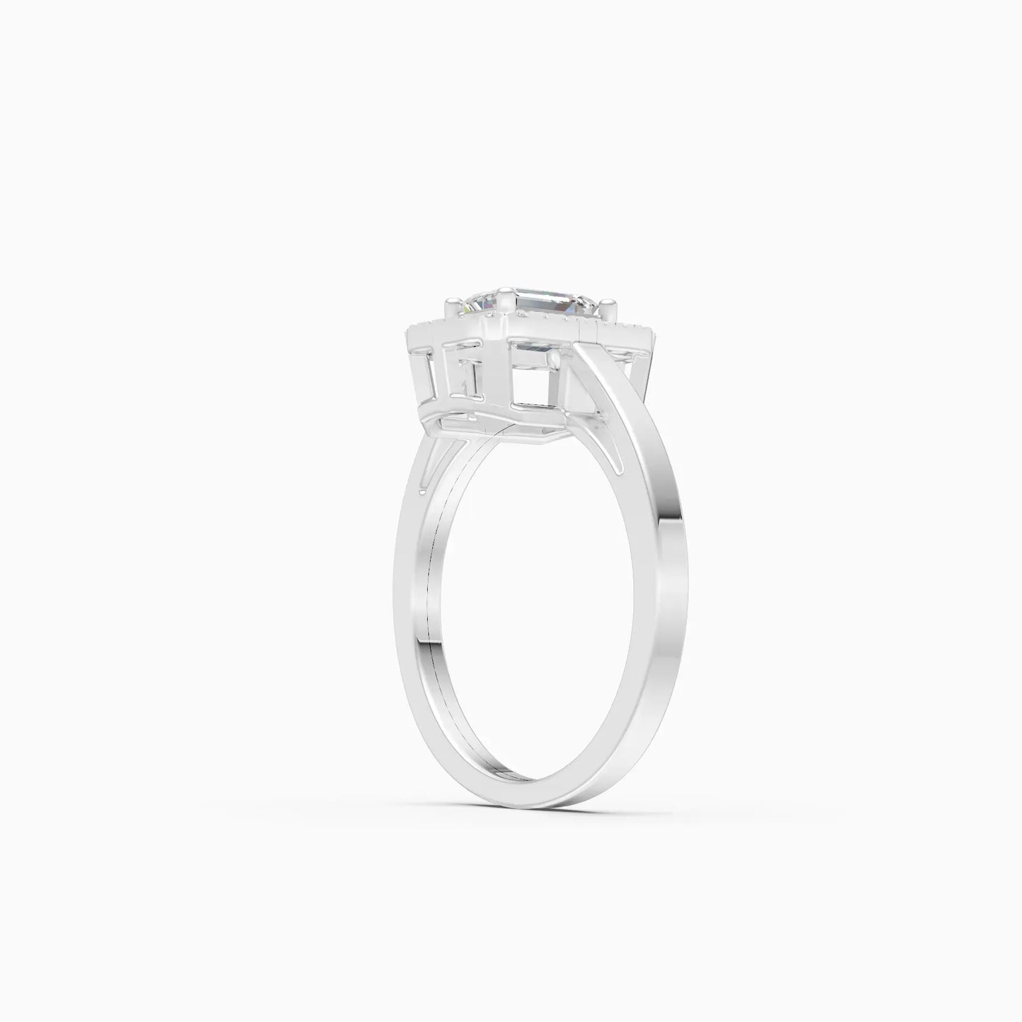 Graceful Emerald Cut Diamond Engagement Ring