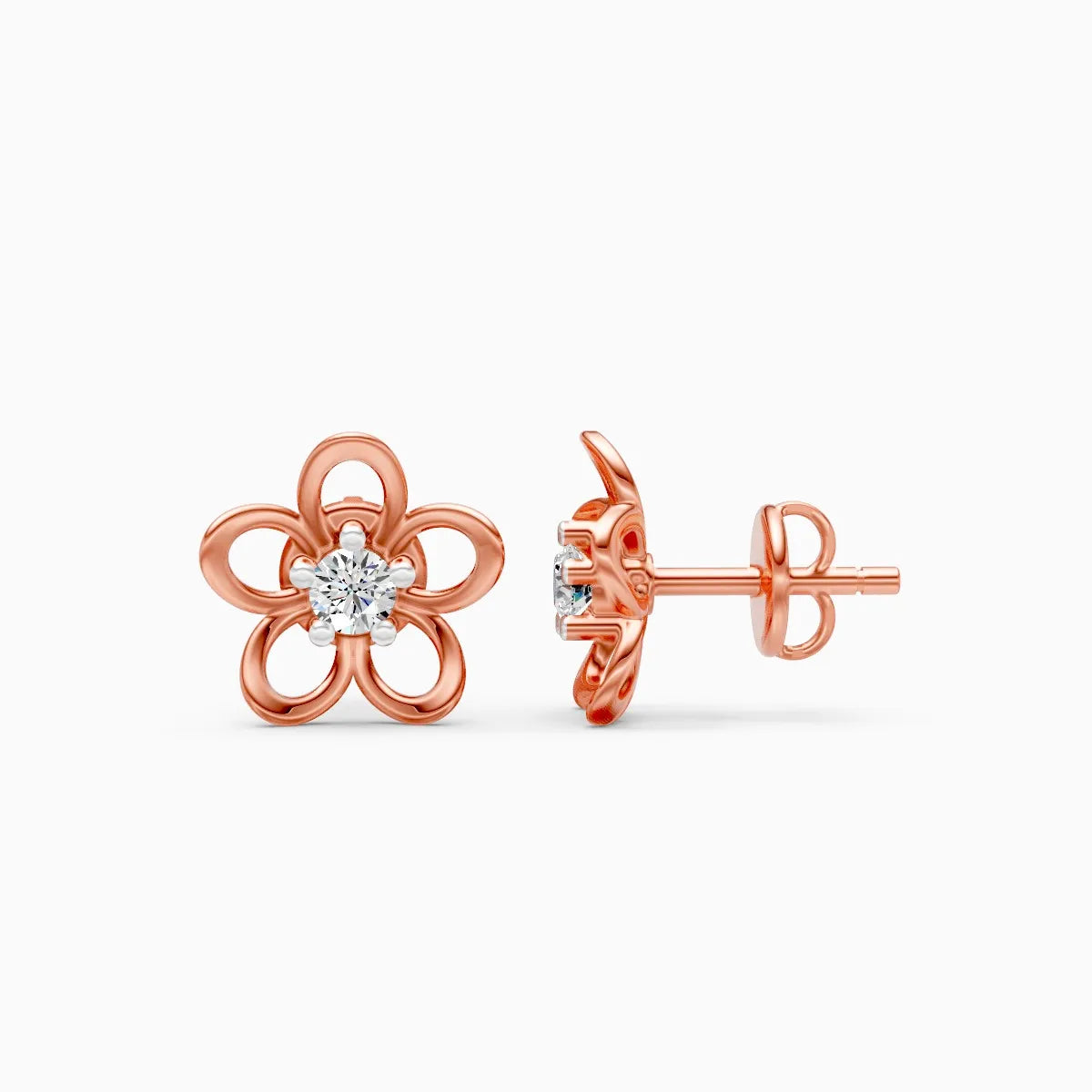 Round Floral Diamond Studs
