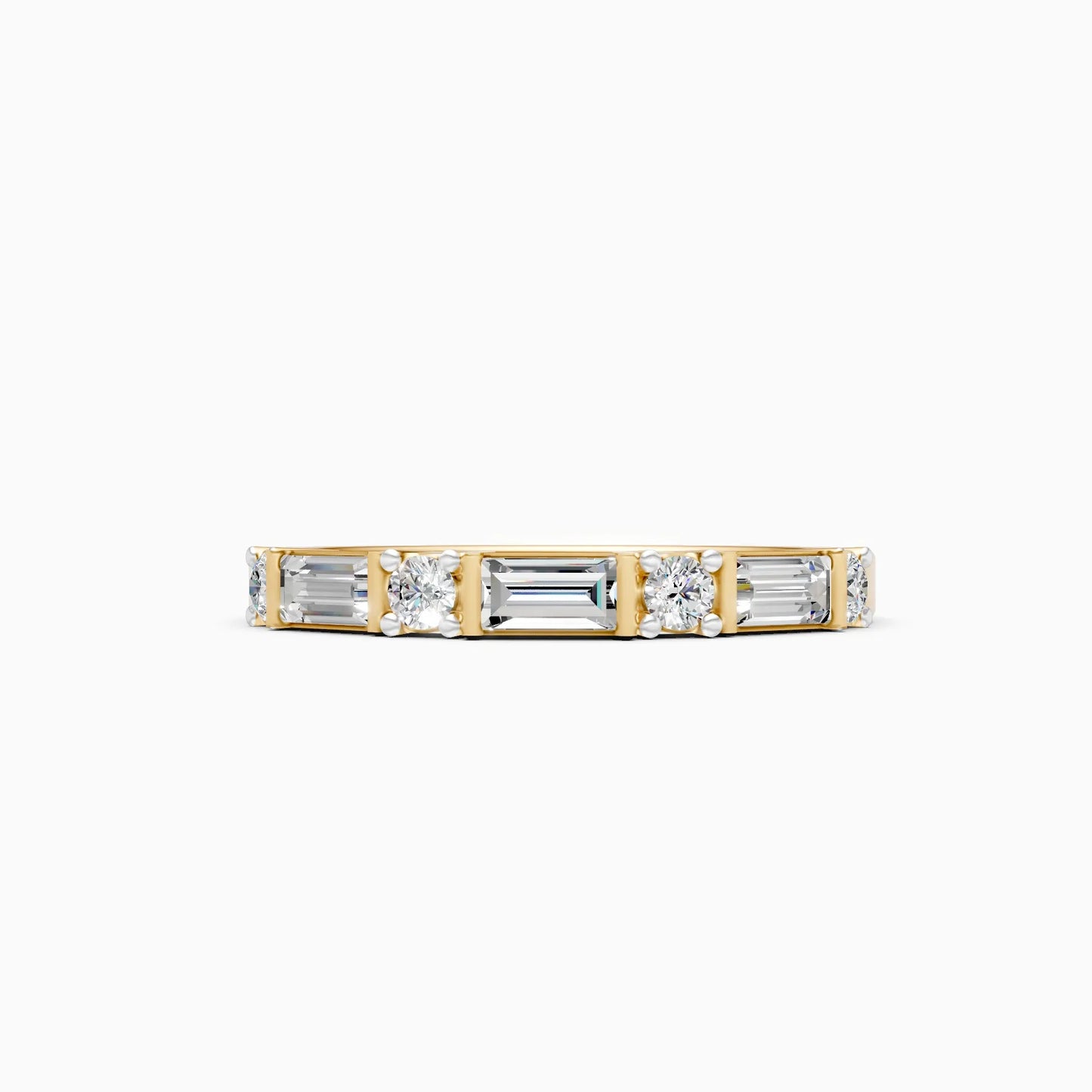 Baguette & Round Lab Grown Diamond Stacking Band