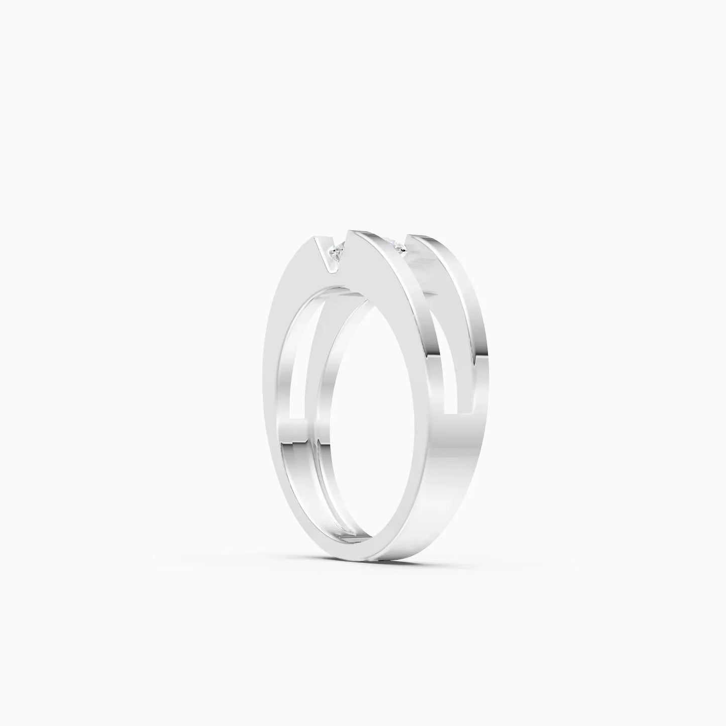 Trendy Round Solitaire Double Band Ring