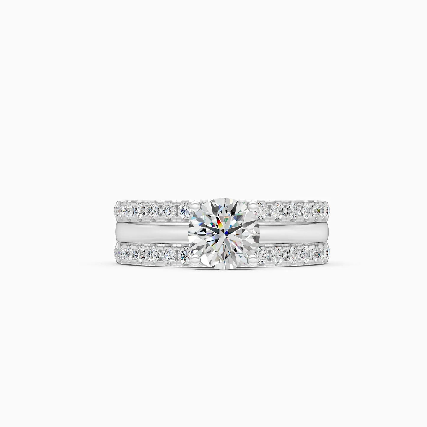 Glamor Double Line Solitare Diamond Engagement Ring