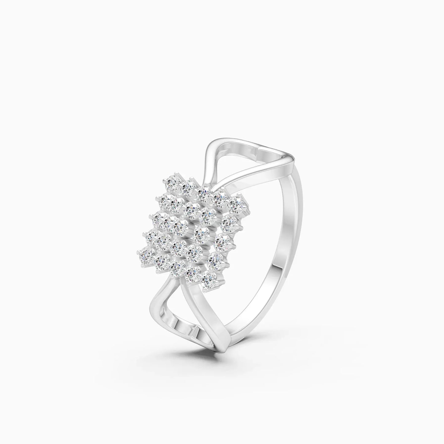 Square Shape Diamond Cluster Impressive Ring