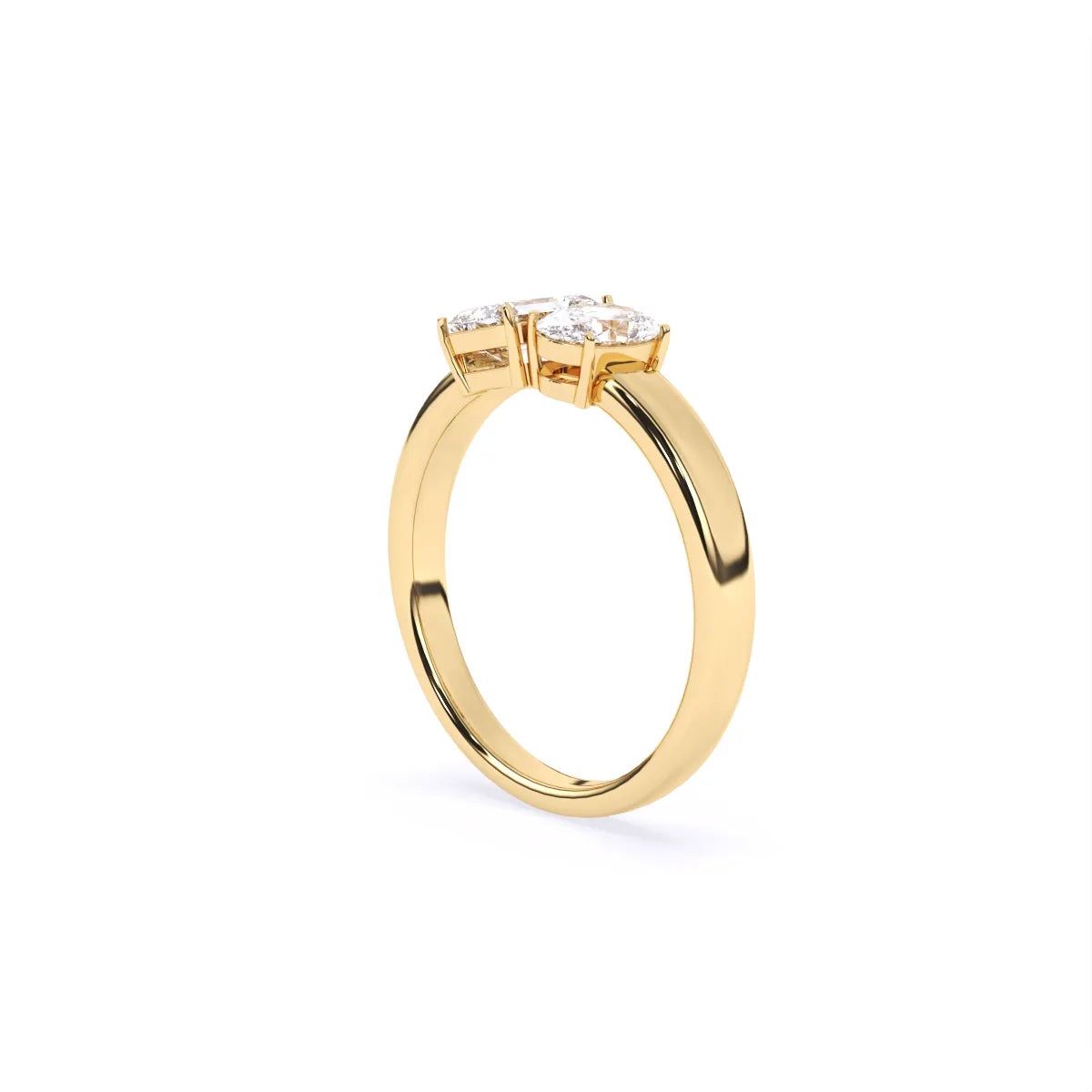 Emerald & Oval Solitaire Toi Et Moi Ring