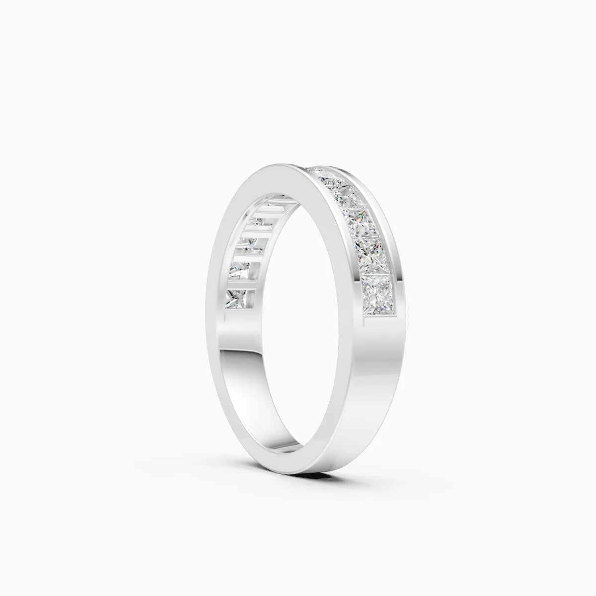 Sleek Channel Princess Cut Diamond Band