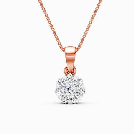 Cluster Flower Round Diamond Charm Pendant