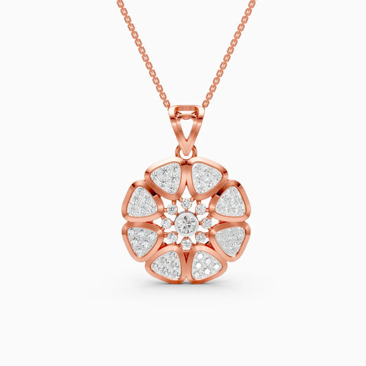 Round Floral Lab Grown Diamond Pendant