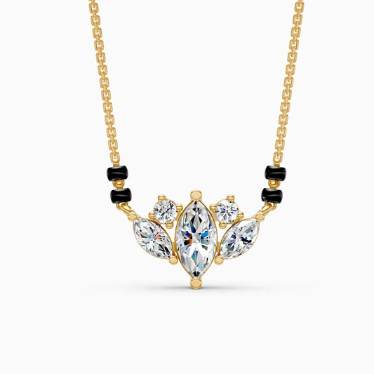Delicate Leaf Shape Diamond Pendant Mangalsutra