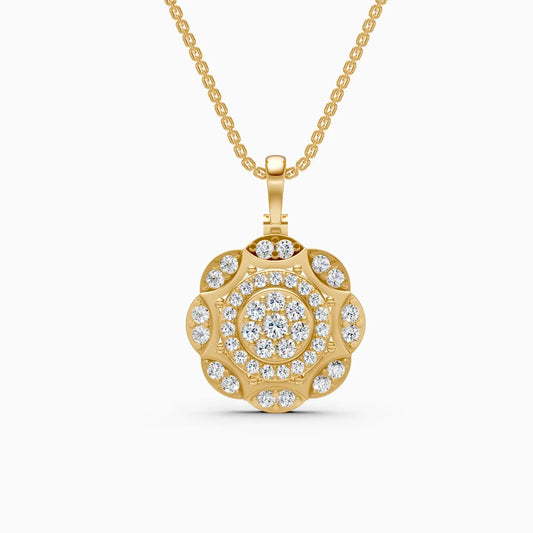 Latest Floral Style Diamond Halo Pendant