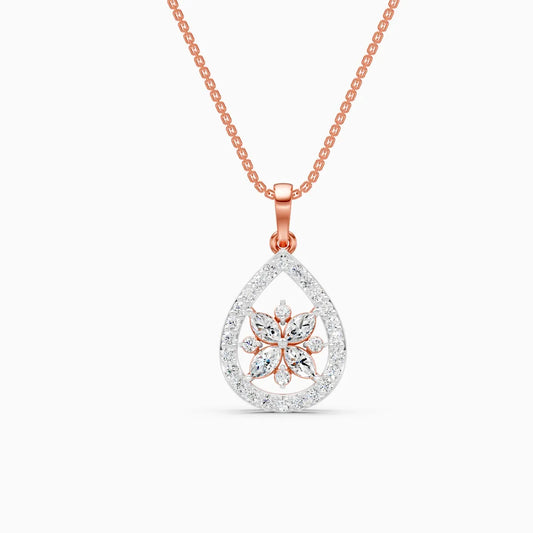 TearDrop Bloom Diamond Pendant with Marquise Petals
