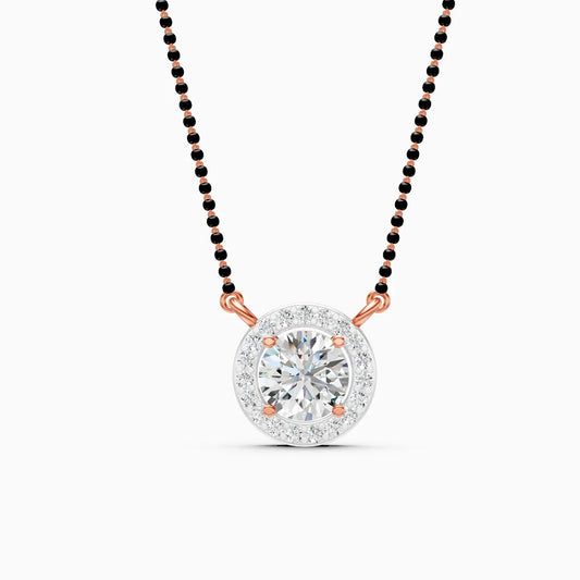 Twilight Halo in Dual Tone Round Diamond Mangalsutra