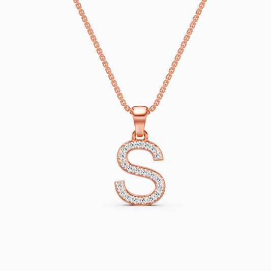 S Lab Grown Diamond letter Pendant