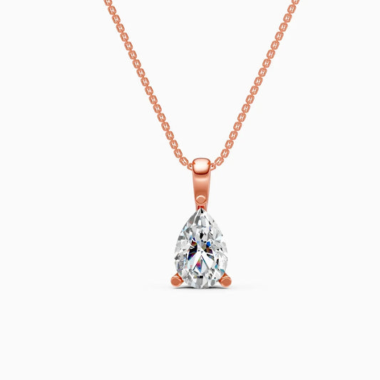 Pear solitaire Lab Grown Diamond Pendant With Chain