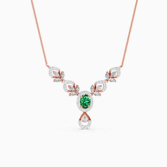Elegant Teardrop Marquise Leaf Shape And Oval-Cut Lab Diamond Pendant
