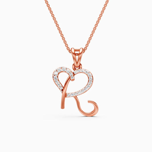 Elegant Heart-Shaped 'R' Pendant