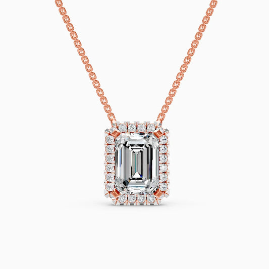Emerald Halo Solitaire Lab Diamond Pendant